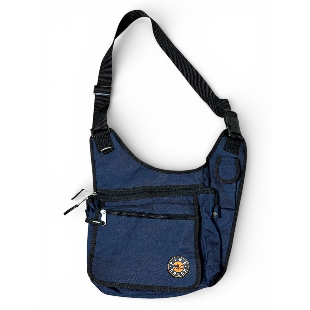 Pine Creek Navy Blue Crossbody Shoulder Bag Adjustable Strap Multiple Pockets‎